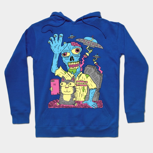 Cat Zombie UFO Hoodie by jarhumor